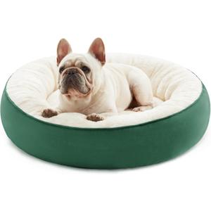 Love's cabin Round Donut Cat and Dog Cushion Bed, 25in Pet Bed for Small or Medium Dogs, Anti-Slip & Water-Resistant Bottom, Soft Durable Fabric Pet Beds, Washable Calming Cat & Dog Bed Green (25.0"L x 25.0"W x 8.0"Th)