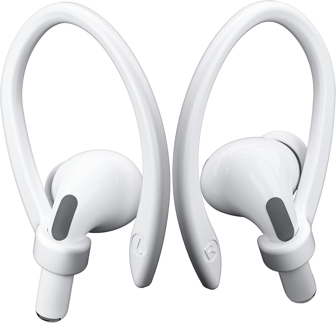2 Pairs AirPods Ear Hooks for AirPods Pro 2, Pro, 4, 3, 2 & 1 - Upgraded Anti Slip Sports Clip Hooks - White
