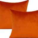 VAKADO 16x16 Set of 2 Burnt Orange Fall Throw Pillow Covers Decorative Thanksgiving Decor Autumn Rust Velvet Outdoor Couch Decorative Cushion Cases Home Decoration for Porch Patio Sofa Bedroom Car
