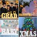 Elnsivo Light Up Letters, Cool White and Warm White Marquee Letters with Remote, Alphabet Letter Sign Battery Powered for Birthday Graduation Wedding Party Christmas Lamp Home Wall Decor, Letter A