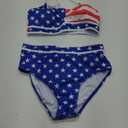 Zando High Waisted Swim Suits for Women 2025 Ribbed Swimsuit 2 Piece Color Block Sporty Bikini Sets Modest Bathing Suit (Small, American Flag)