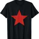 Grunge Alternative Distressed Red Star 90s Rock Band Music T-Shirt, XL