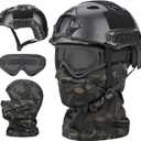 Airsoft Helmet,Black Tactical Helmet,Airsoft Mask Mesh,Elastic Balaclava Mask, Anti Fog Airsoft Goggles, Tactical Full Face Protection, Airsoft Accessories,Military Gear (PJ/A-MCBK)