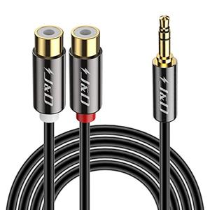 J&D RCA to 3.5mm Cable, 1/8 inch 3.5mm Auxiliary Male to 2RCA Female Stereo Audio Cord Gold Plated Aux Y Splitter for Smartphone, Tablet, MP3, Computer, Speaker, 10 Feet