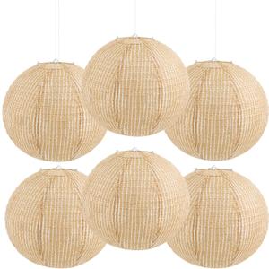 Hortsun 6 Pcs Print Burlap Paper Lanterns Classroom Decor,16 Inch