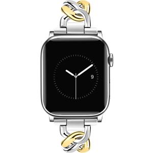 JR.DM Silver Gold Watch Bands for Women Compatible with Apple Watch 38mm 40mm 41mm 42mm(S10/11) Adjustable Metal Cowboy Single Chain Bracelet for iWatch Series 11/10/9/8/7/6/5/4 SE 3/2/1(No Case)