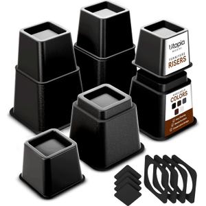 Utopia Bedding Bed Riser, 3 & 5 Inches Adjustable Furniture Risers for 8 Inch Combined Furniture Lift, Under Bed Storage & Dorm Room Essential, Supports Up to 1,300 lbs (4 Set, Black)