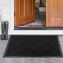 Indoor Outdoor Front Door Mat, All Weather Non-Slip Rubber Outside Entrance Door Rug, Low Profile Rug, Welcome Mat for Backdoor Patio Porch Garage Entryway (Dark Gray, 29.5 X 17 Inch)