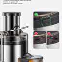 Qcen Juicer Machine, 800W Centrifugal Juicer Extractor with Wide Mouth 3 Feed Chute for Fruit Vegetable, Easy to Clean, Stainless Steel, BPA-free (Black)