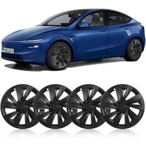19 inch Wheel Cover Hubcap Compatible with TES-la Model Y 2025 2026 (Refreshed Juniper Only), [Black] [Multi-Spoke Style] Full Cover ABS Hubcaps Accessories, with Tape & Centre Caps, 4 PCS, for 2025-2026 Model Y Juniper