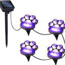 Paw Print Solar Lights - Outdoor Garden Decoration Waterproof, Cat Dog Animal Outdoor Garden (Set of 4), Grave Memorial Gifts, Gifts for Cat Dog Lovers (Purple Lights)