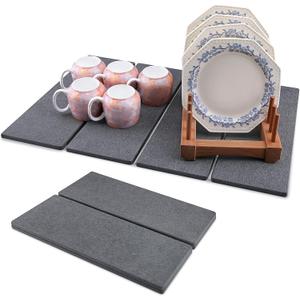 Stone Dish Drying Mat for Kitchen Counter, Foldable Diatomaceous Earth Large Dry Mats Grey 24"16"