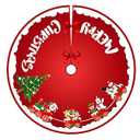 Christmas Tree Skirt Red White Cloth Christmas Tree Base Cover Skirts Decor for Xmas Party Holiday Home Garden (Christmas Train, 36inch)