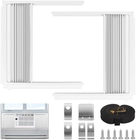 Zejoot Window Air Conditioner Side Panels with Frame, Adjustable AC Insulation Side Panels for Window Units, Air Conditioner Accordion Filler Curtain Kit Replacement for 5000 BTU Units