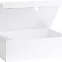 Purple Q Crafts White Hard Gift Box With Magnetic Closure Lid 14" x 9" x 4" Rectangle Favor Boxes With White Glossy Finish (1 Box)