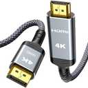 Highwings 4K DisplayPort to HDMI, 10ft Uni-Directional DP (Source) to HDMI (Display) 1.4 Cable, 4K@30Hz, 2K@60Hz, 1080P Full HD, Braided Cord for Dell, NVIDIA, AMD, Monitor, Projector (Grey)