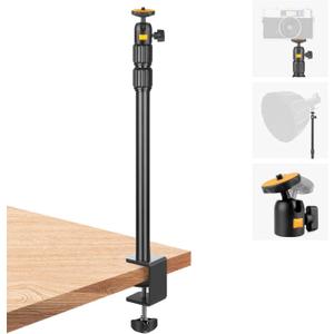 Camera Desk Mount Webcam Stand with 360 Ball Head, Adjustable Table Light Stand 14"-33", Tabletop C Clamp for DSLR Camera, Ring Light, Live Streaming, Photo Video Studios