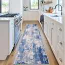 RELEANY Washable Area Rugs 2'x6' Non-Slip Modern Abstract Soft for Living Room Entryway Bedroom Nursery, Print Pattern, Blue Grey Navy Gray