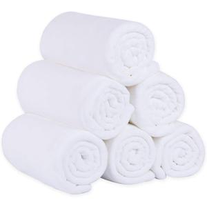JML Microfiber Bath Towels Set, 6 Pack, 27" x 55" - Extra Soft, Absorbent and Fast Drying, Multipurpose White Microfiber Towel for Adult Men Women, Hair Wrap, Bath, Beach, Pool, Sports, Yoga, White