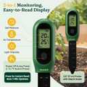 Grenebo 3-in-1 Soil Moisture Meter, Digital Plant Water Meter, Temperature & Sunlight Intensity Sensor, LCD Display Soil Tester for Gardening, Farming, Plant Care, Indoor & Outdoor PlantsGreen