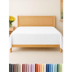 Twin XL Size Flat Sheet - Hotel Quality Top Flat Bed Sheet Only - Ultra-Soft, Breathable & Cooling - Fade & Wrinkle Free - Easy-Care, Stain & Shrink Resistant Bedding - Easy-Fit and Oeko-Tex - White