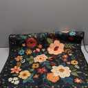 DUKINO 2x4 Rug for Entryway, Washable Kitchen Floral Runner Rug with Non Slip Backing, Low Pile Soft Boho Carpet for Kitchen, Hallway, Entryway, Laundry, Bedroom, Black