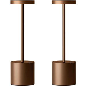 SAKRINGT 2 Pack Cordless Table Lamp Rechargeable,5000mAh Battery Powered Table Light, Dimming Portable LED Desk Lamp for Restaurant/Outdoor (Brown)