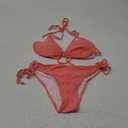 American Trends Women's String Two Piece Halter Top Triangle Bikini Set with Tie Side Bottom Sexy Swimsuit Bathing Suits (8-10, 16 Coral Powder)