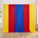 10ft x 15ft Thick Backdrop Curtain for Parties, Yellow Red Royal Blue Wrinkle Free Photography Backdrop Drapes, 6 Panels 2.5ft x 10ft Theme Party Backdrop Drapes for Baby Birthday Party Decorations