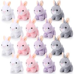 Sratte 16 Pcs Bunny Stuffed Animal Bulk 4.7 Inch Small Plush Rabbit Keychains Detachable Bunny Party Favors Plushies for Birthday Baby Shower Basket Stuffers Decorations(Cute)