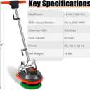 HHQ Commercial Floor Scrubber Machine, Heavy Duty Orbital Floor Cleaner, Multi-Functional Floor Buffer Polisher Machine- Deep Cleaning Tile and Grout, Hardwood Floors and Carpets with Ease, Orb-5
