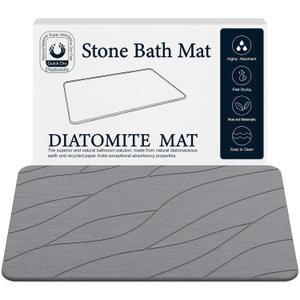 Stone Bath Mat for Bathroom, Diatomaceous Bathroom Mats Non Slip Stone, Quick Dry Diatomaceous Earth Bath Mat Super Absorbent (Dark Grey) (1'3" x 1'11" (Rectangular))