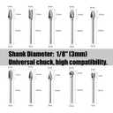 Tungsten Carbide Rotary Burr Set for Dremel, 10PCS Carbide Double Cut Carving Burr Bits with 1/8 Shank Rotary Tool Accessories for Woodworking, Engraving, Drilling, Steel Metal Working