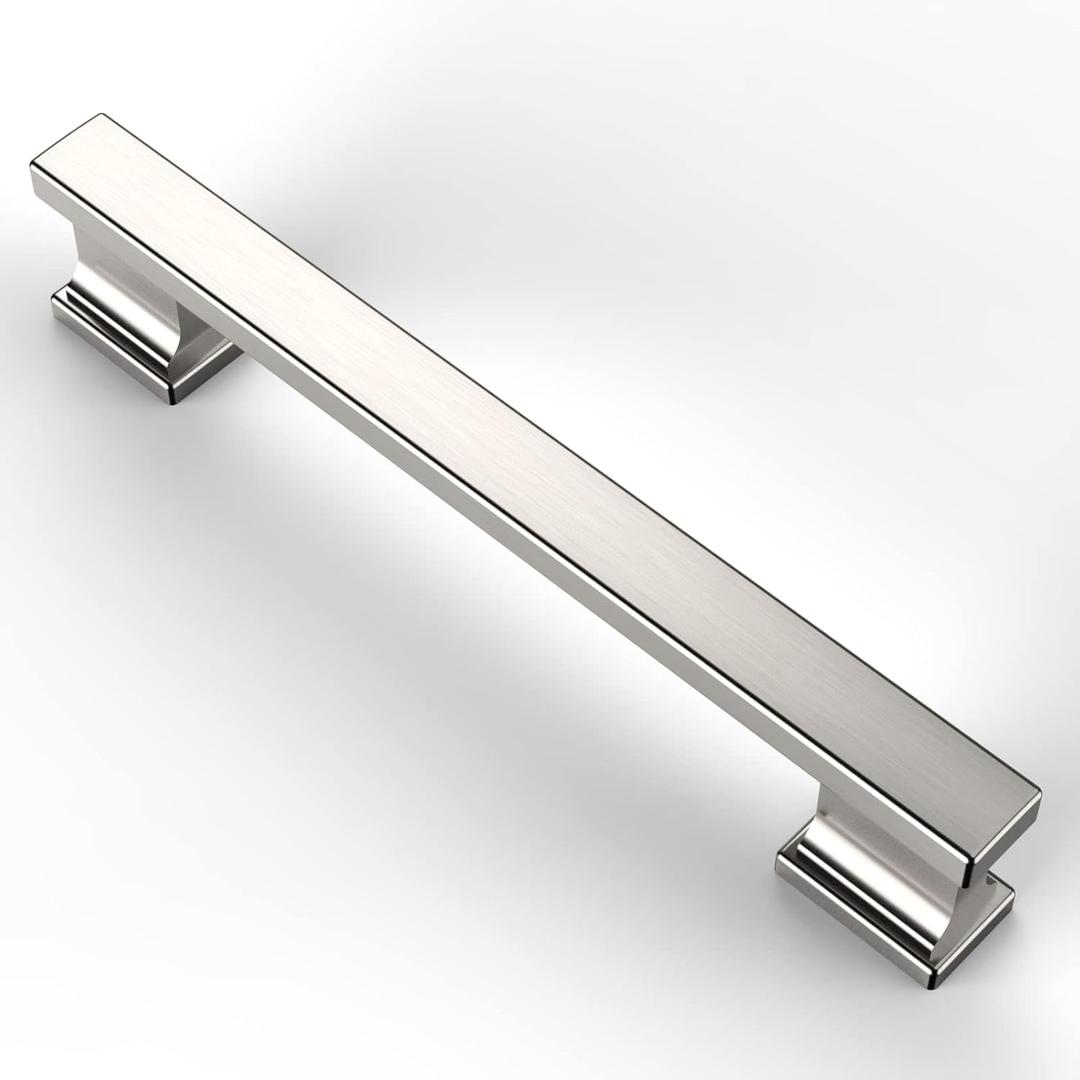 Asidrama 10 Pack 5 Inch(128mm) Brushed Satin Nickel Kitchen Cabinet Handles, Cabinet Pulls Kitchen Cabinet Hardware for Cupboard Drawer Pulls (5" Hole Center)