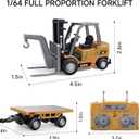 BRRRRT 1/64 Full Proportional RC Forklift Toy,8 Channel 2 Mode Mini Remote Control Forklift Truck with Flatbed Tow Truck,2 in 1 Transformable Lift Fork & Hook with Rechargeable Battery for 4+ Kids, 5.4 x 1.7 x 4.1 inches