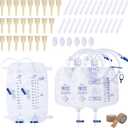 External Condom Catheter for Men Kit, 24 Soft Latex, 6 Catheter Stabilization Devices, 2 x 1000mL Urinary Leg Bags, 2 x 2000mL Overnight Catheter Bag, 2 Roll Tapes Set for Incontinence Men Use (35mm)