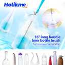 Holikme Bottle Brush Tube Cleaning Lab Set with Long Handle, Cup Cleaner for Washing Narrow Neck Beer Wine Decanter Pipes Lids Sinks Cap Covers, White