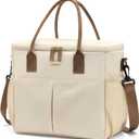 MDODO Large Insulated Lunch Bags for Women Men Adult Lunch Box with Shoulder Strap for Work,Picnics,Outings (Beige) (12.8 L)