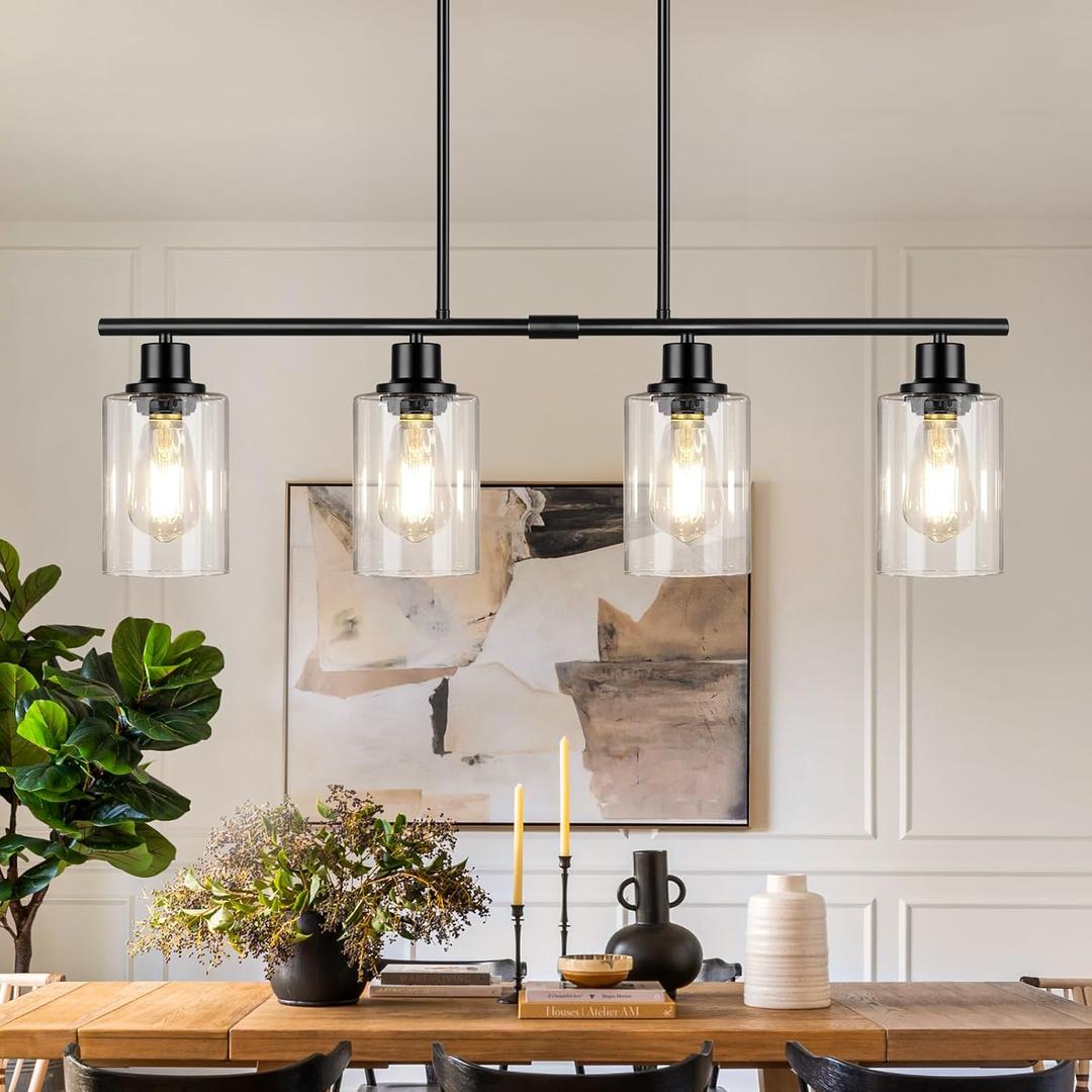 32inch 4-Light Black Simplicity Bar Island Lights Hanging for Kitchen