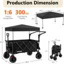 3 in 1 Collapsible Wagon with 300lbs Weight Capacity,150L Heavy Duty Utility Cart with Removable Canopy,with Big All-Terrain Beach Wheels & Drink Holders,Black