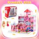 Huge Dollhouse for Girls Large Pretend Play Doll House for Kids(Lights not Included)