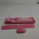 Wireless Keyboard and Mouse Combo - Round Keycaps, Full-Size Retro Typewriter Keyboard with Detachable Wrist Rest, Sleep Mode & Tilt Legs, 2.4GHz Cordless Connection for Mac/Windows/PC (Hot Pink)