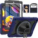 for iPad 9th 8th 7th Generation Case iPad 10.2 inch with HD Screen Protector, 360 Rotating Kickstand/Hand Strap, Shoulder Strap, Heavy Duty Military Grade - Kids Friendly