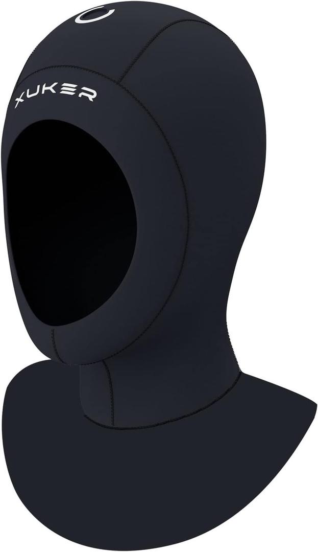 XUKER Neoprene Wetsuit Hood 3/2mm for Men Women, Diving Cap Surfing Thermal Hood for Snorkeling Swimming Canoeing (Medium, 3mm Black)