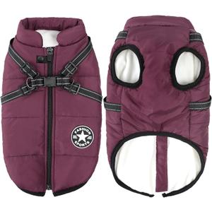 Aiboria Dog Jackets Coat for Winter Windproof Waterproof Skiing Dog Vest Fleece Warm Chest Strap Belt Purple Large