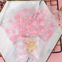 KUMGROT 200pcs Self Adhesive Individual Cookie Bags Cherry Blossom Bag Cute Resealable Cellophane Bags for Cookies Candy Gifts 1010cm/3.93.9in