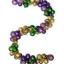 6 Ft Mardi Gras Garland with Purple Green Gold Glitter Balls, Carnival Bead Decor for Front Door, Mantel, Wall and Fireplace, Festive Fat Tuesday Indoor Outdoor Party Supplies