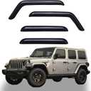 Window Visors Rain Guards fits 2018-2025 Wrangler JL Unlimited 4-Door, Out-Channel Window Wind Deflectors Vent Shades Accessories for 2020-2025 Gladiator 4-Door, Dark Smoke 4 Pcs