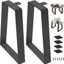 16 Inch Bench Legs, Trapezoid Metal Table Legs Heavy Duty Furniture Feets for DIY Desks, Black Metal End/Side Tables,Benches, Sofa, Set of 2 (H16 x W11, Black)