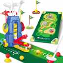 Fistone Toddler Golf Set with Foot-Pedal Launcher- 3 in 1 Kids Golf Toy with Golf Cornhole Board & Putting Mat | Indoor & Outdoor Golf Toys - Birthday Gift for Boys & Girls Age 3-8